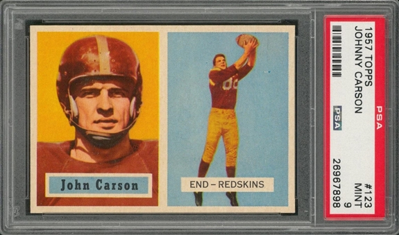 1957 Topps Football #123 Johnny Carson – PSA MINT 9